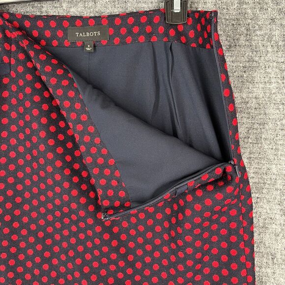 Talbots Skirt 6 Wool Blend Short Polka Dot Career Professional A-Line Lined Zip - Picture 3 of 11